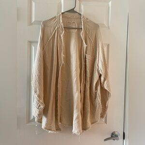 Aerie Cream Button Down Shirt Relaxed Fit